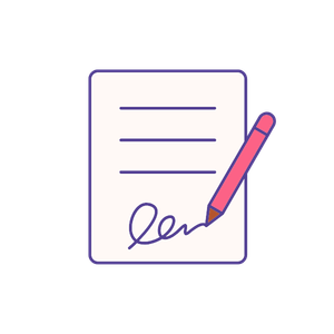 Contrat avec une signature.