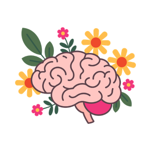 Cerveau rempli de fleurs.